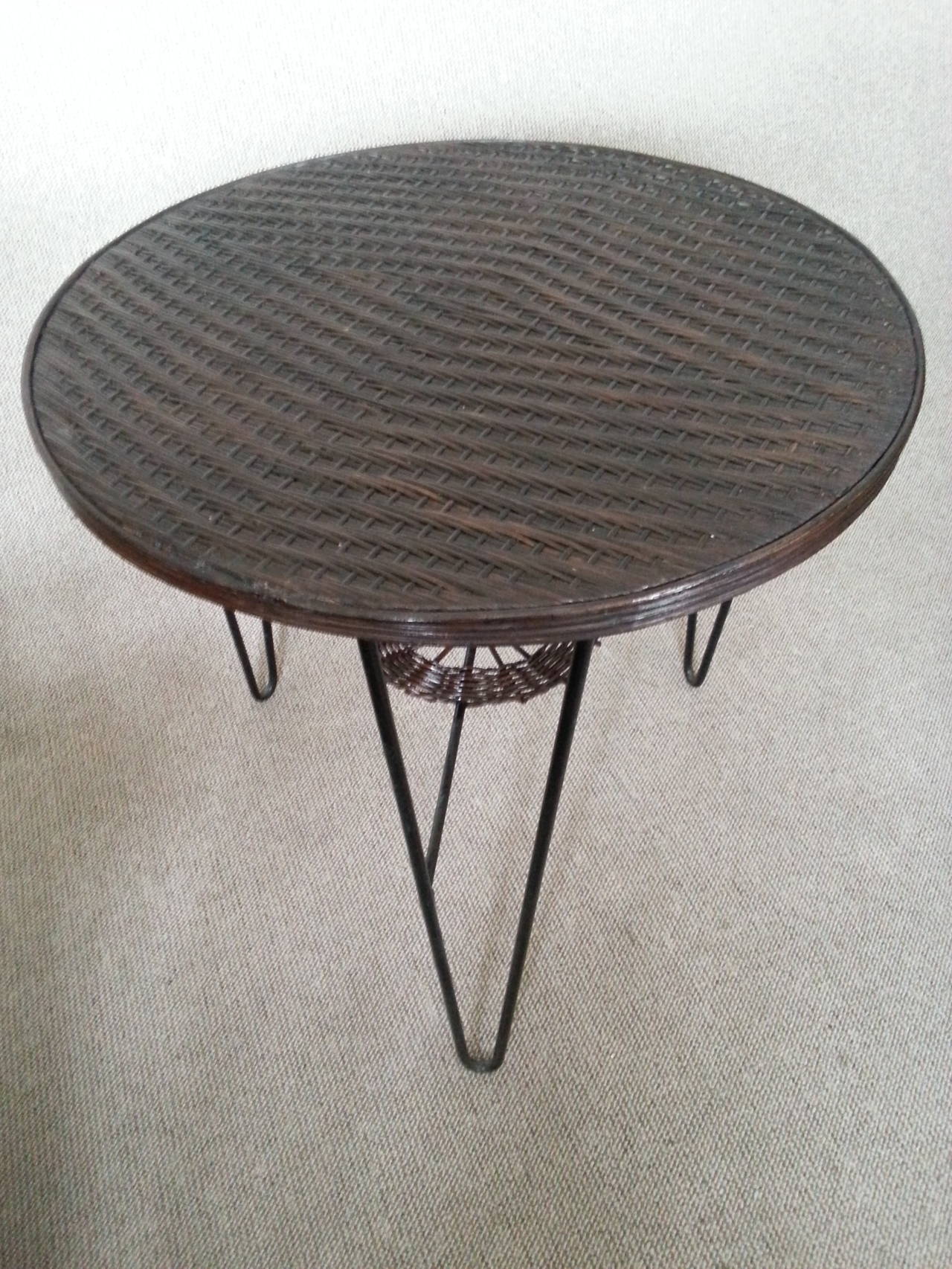 Mid-20th Century Rattan and Iron Coffee Centre Table, France, 1950s
