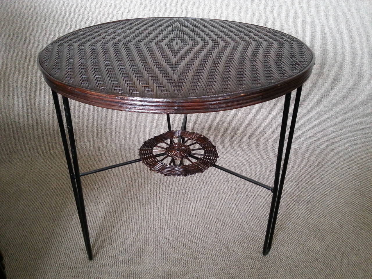 Rattan and Iron Coffee Centre Table, France, 1950s 3