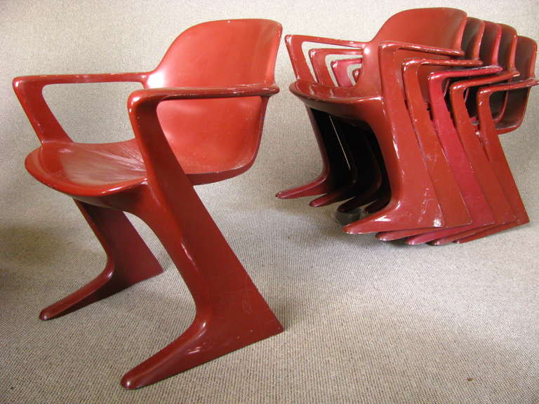 Set of Six Midcentury German Dining Chairs, Ernst Moeckel, 1968 1