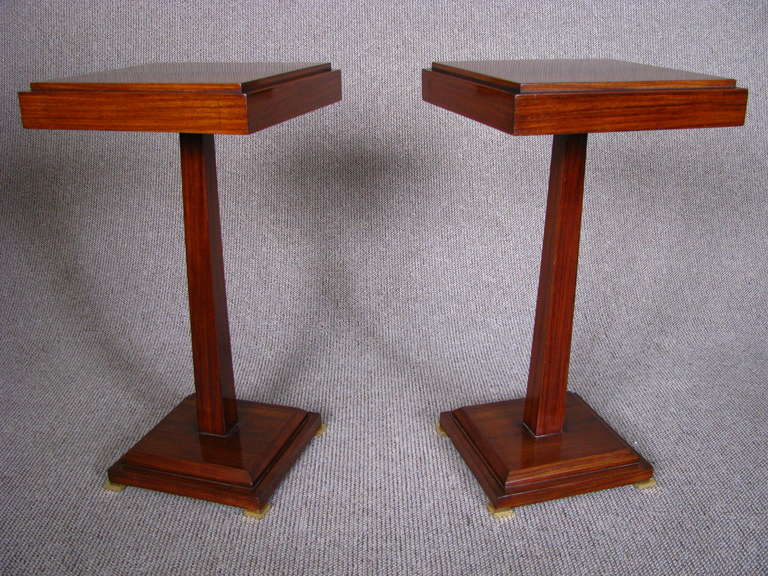 French Pair of Rosewood Art Deco Side Tables 