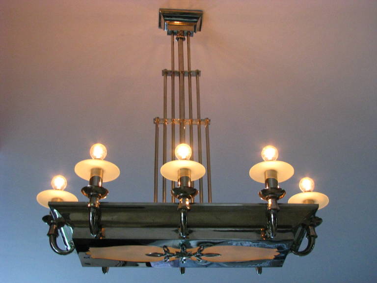 French Art Deco, Modernist Skyscraper Chandelier