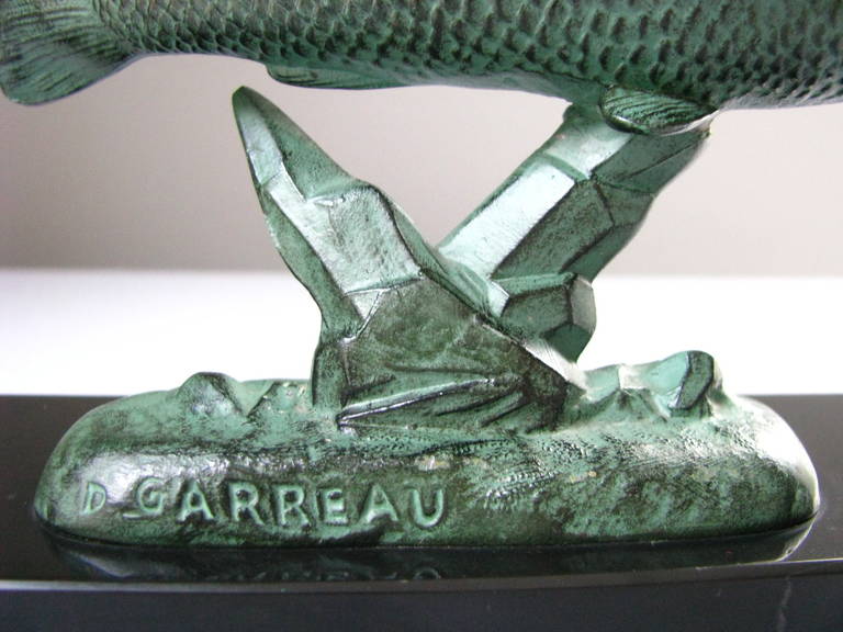 Mid-20th Century Art Deco Sculpture Of Two Fish By Georges Garreau France 1940