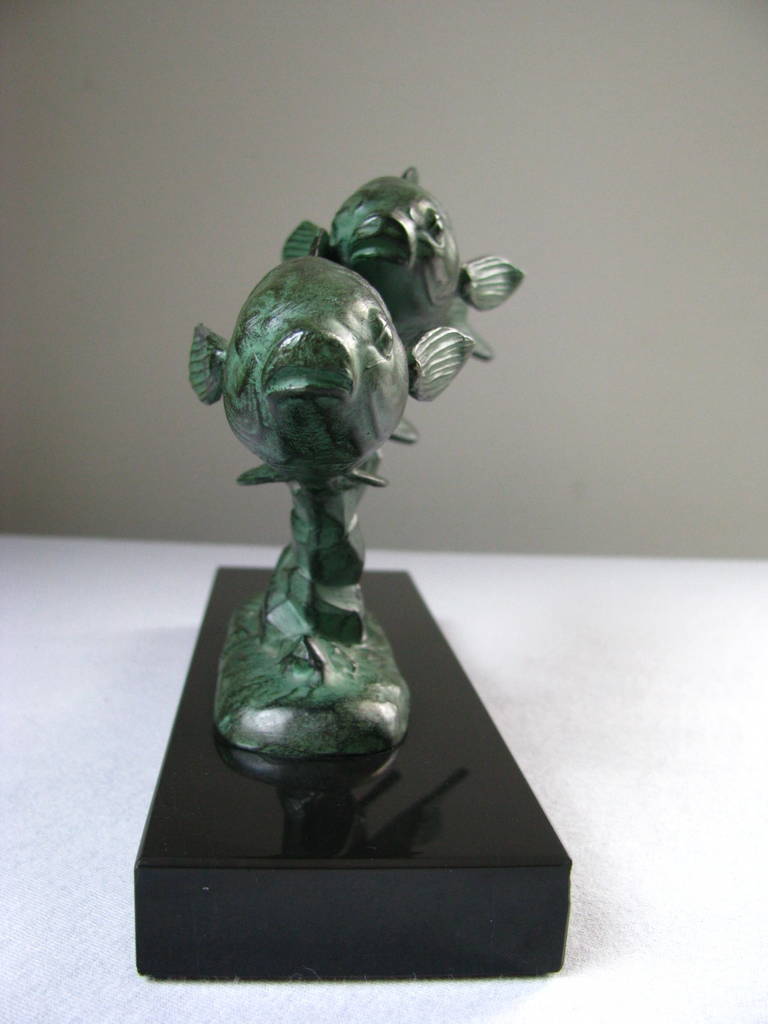 Art Deco Sculpture Of Two Fish By Georges Garreau France 1940 1