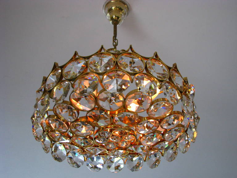1960s Crystal and Brass Bakalowits Chandelier 1