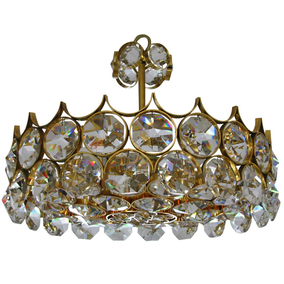 1960s Crystal and Brass Bakalowits Chandelier
