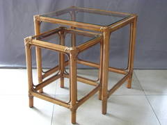 1960s Rattan Side Nesting Tables