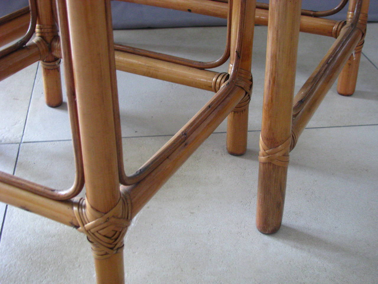 Mid-20th Century 1960s Rattan Side Nesting Tables