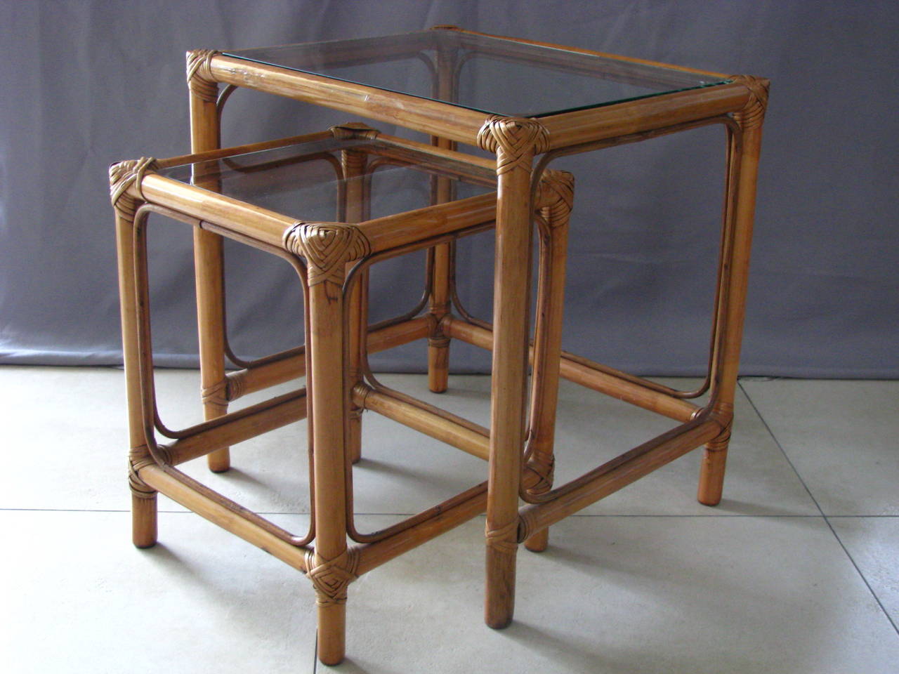 1960s Rattan Side Nesting Tables 3