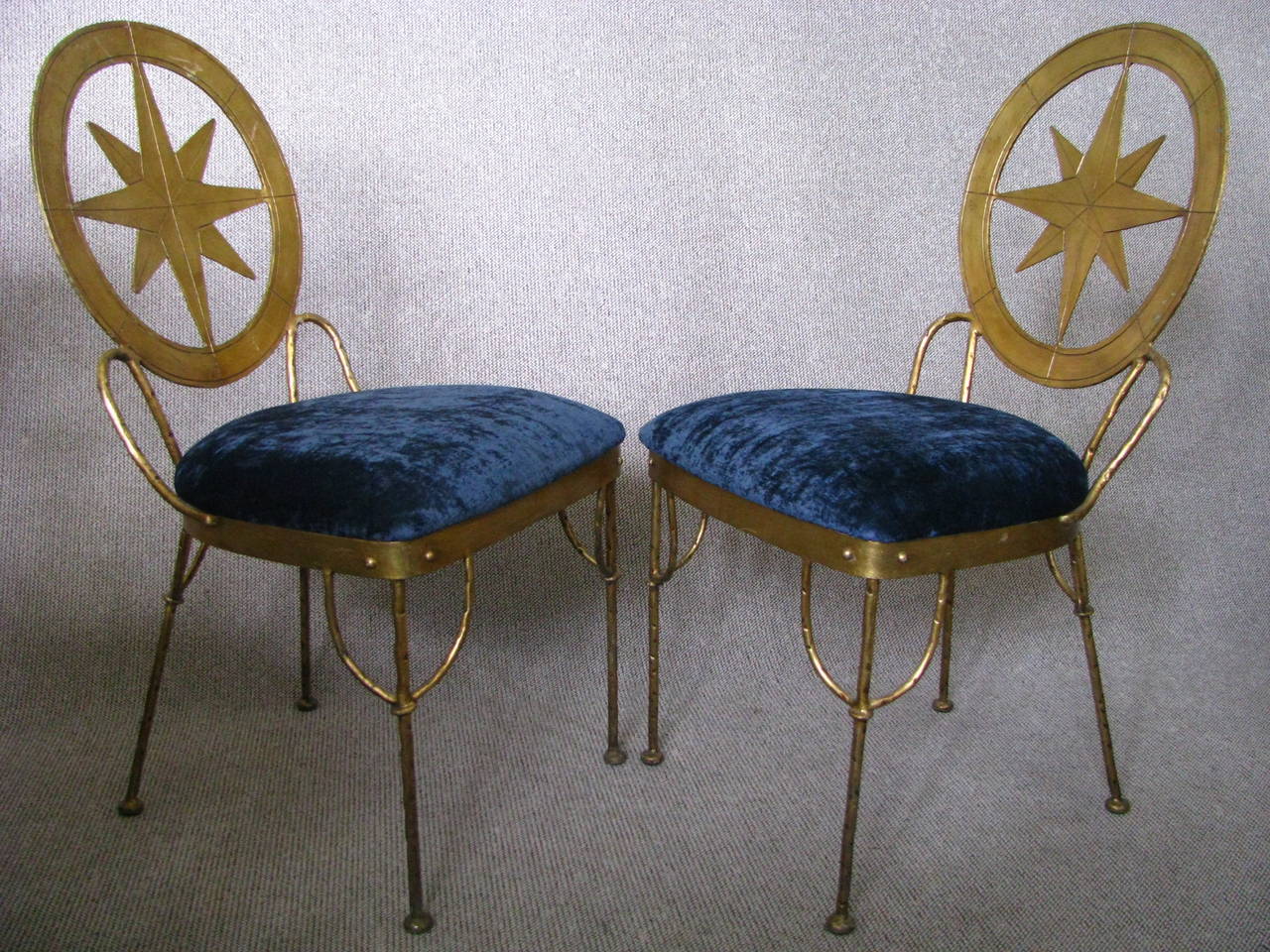 Six French Art Deco Gilded Wrought Iron 1940s Chairs Style Prou 5