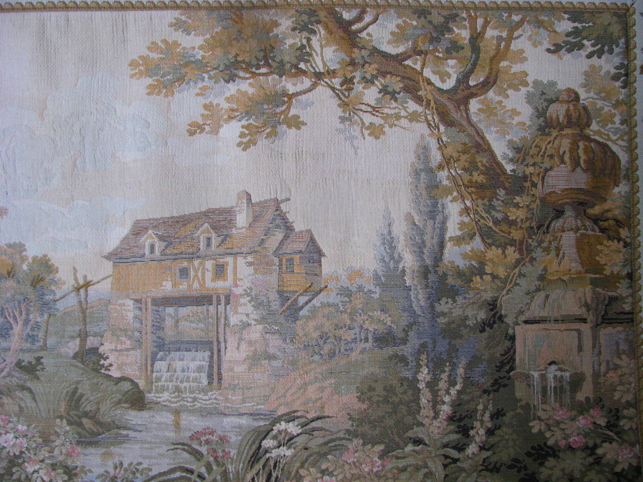 Antique Midcentury Aubusson Style French Tapestry 2
