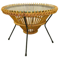 Mid-Century Rattan Coffee Table by Janine Abraham, 1950