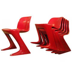 Set of Six Midcentury German Dining Chairs, Ernst Moeckel, 1968