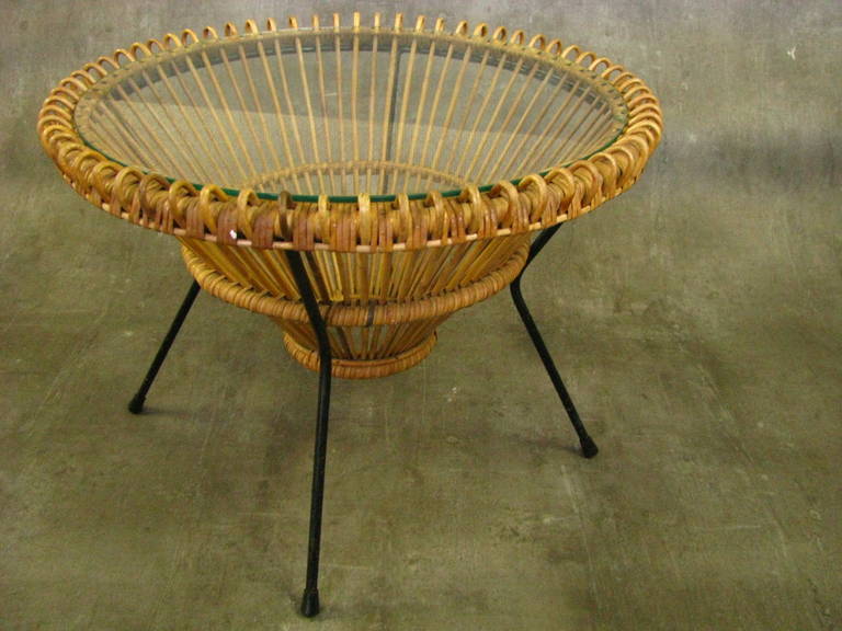 Mid-Century Rattan Coffee Table by Janine Abraham, 1950 3