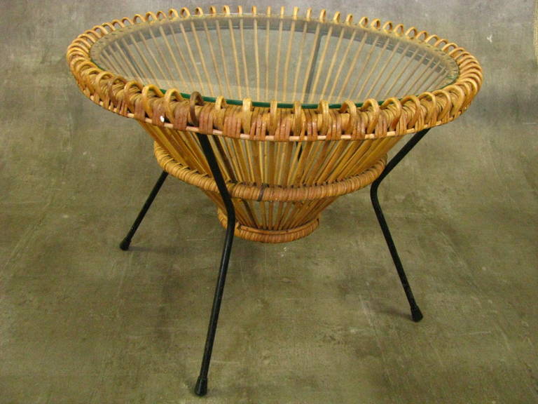 Mid-Century Rattan Coffee Table by Janine Abraham, 1950 4