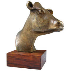 German Mid-Century Bronze Cow Head, 1960