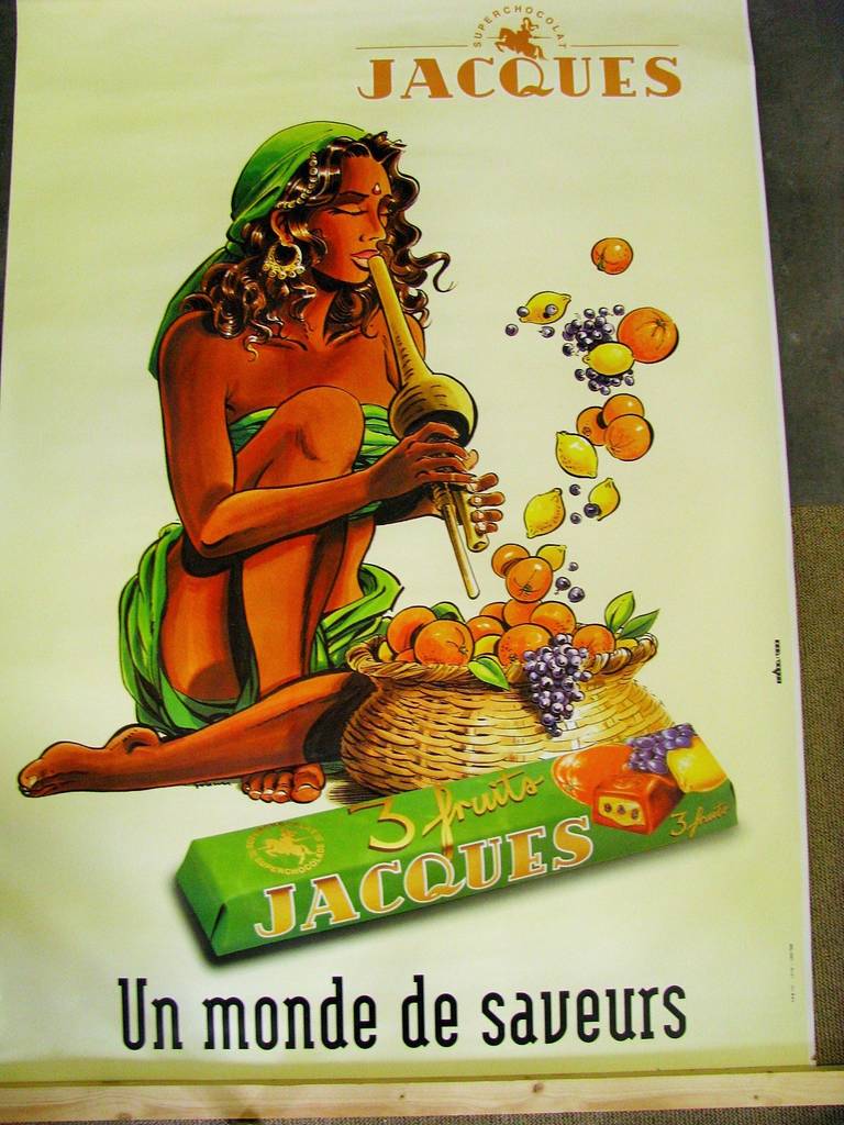 Mid-Century Modern Oversized Chocolate Advertising Poster, Belgium, 1999 For Sale