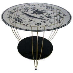 Midcentury Sidetable with Bird Artwork 1950 7