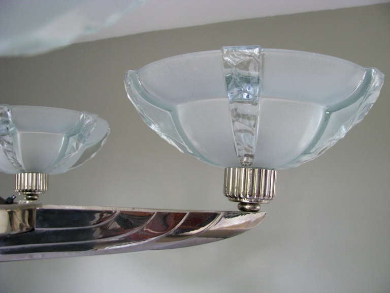 French Art Deco Chandelier Signed Petitot