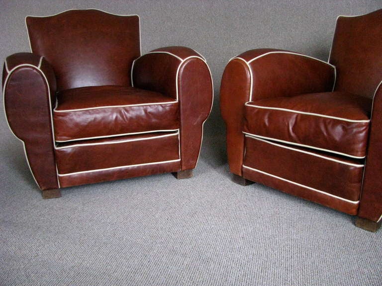 A Pair of French Art Deco Club Chair Armchairs 1935 1