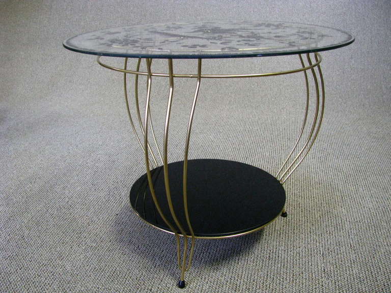 Midcentury Side Table with Bird Artwork, 1950 3