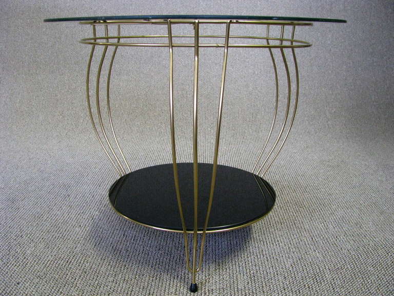 French Midcentury Side Table with Bird Artwork, 1950