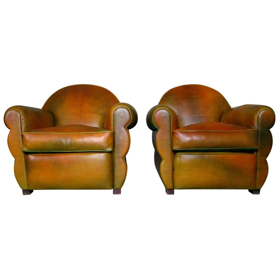 Art Deco Club Chair Armchairs 1940 Neck Leather