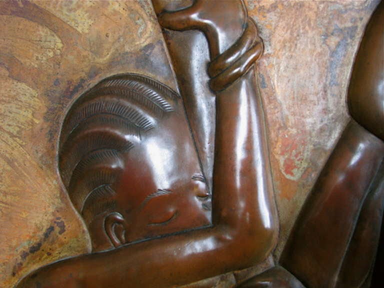 South African Colonial Art Deco Copper Sculpture Relief Picture