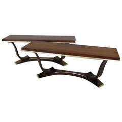 French Art Deco Exotic Rosewood Console Tables