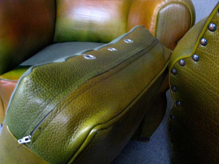 Art Deco Club Chair Armchairs 1940 Neck Leather 2