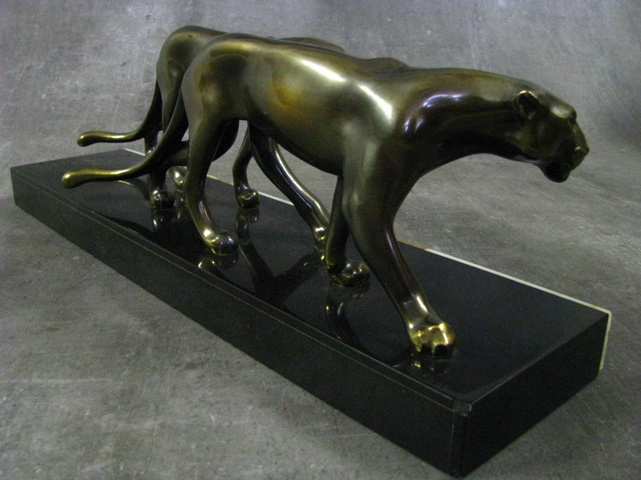 Art Deco Pair of Panther Sculptures M. Font, 1935 2