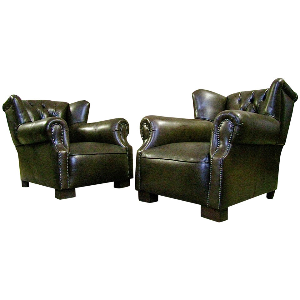 South African Art Deco Club Chairs Armchairs 1940 Kudu Leather