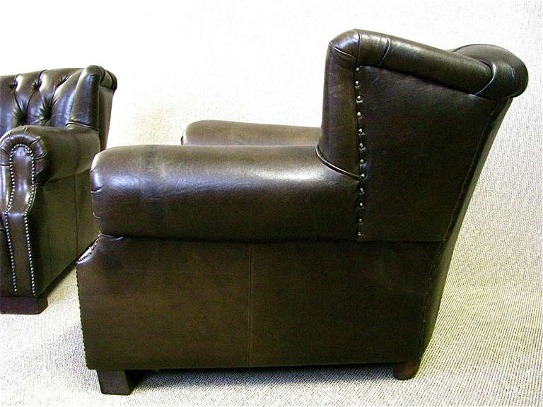 South African Art Deco Club Chairs Armchairs 1940 Kudu Leather In Excellent Condition In Saarbruecken, DE