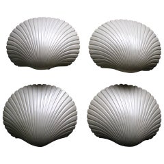 Mid-Century Set of 4 Shell Wall Sconces 'st. jacques' by Andre Cazenave