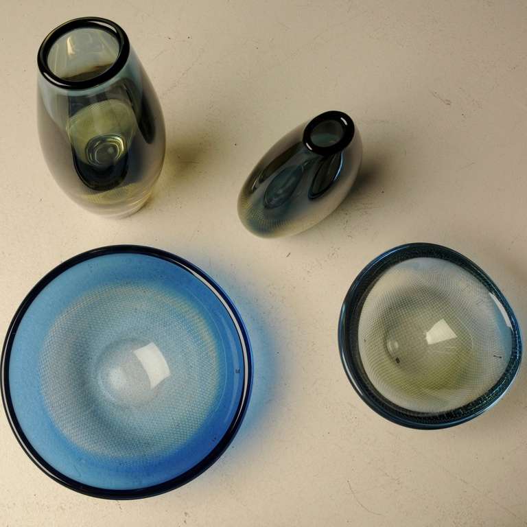 Mid-20th Century 4 Kraka Glass Pieces by Sven Palmquist for Orrefors For Sale