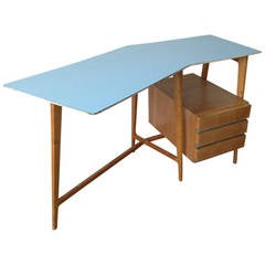 Small Curved Desk with Matching Chair Attributed to Gio Ponti