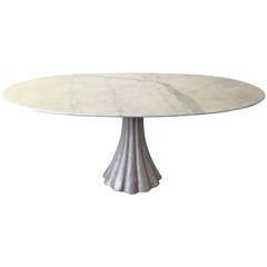 Oval Marble Dining Table in the Manner of Angelo Mangiarotti
