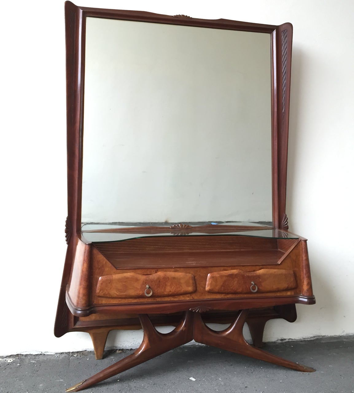 Mirror with Console and Drawers Style of Osvaldo Borsani 2