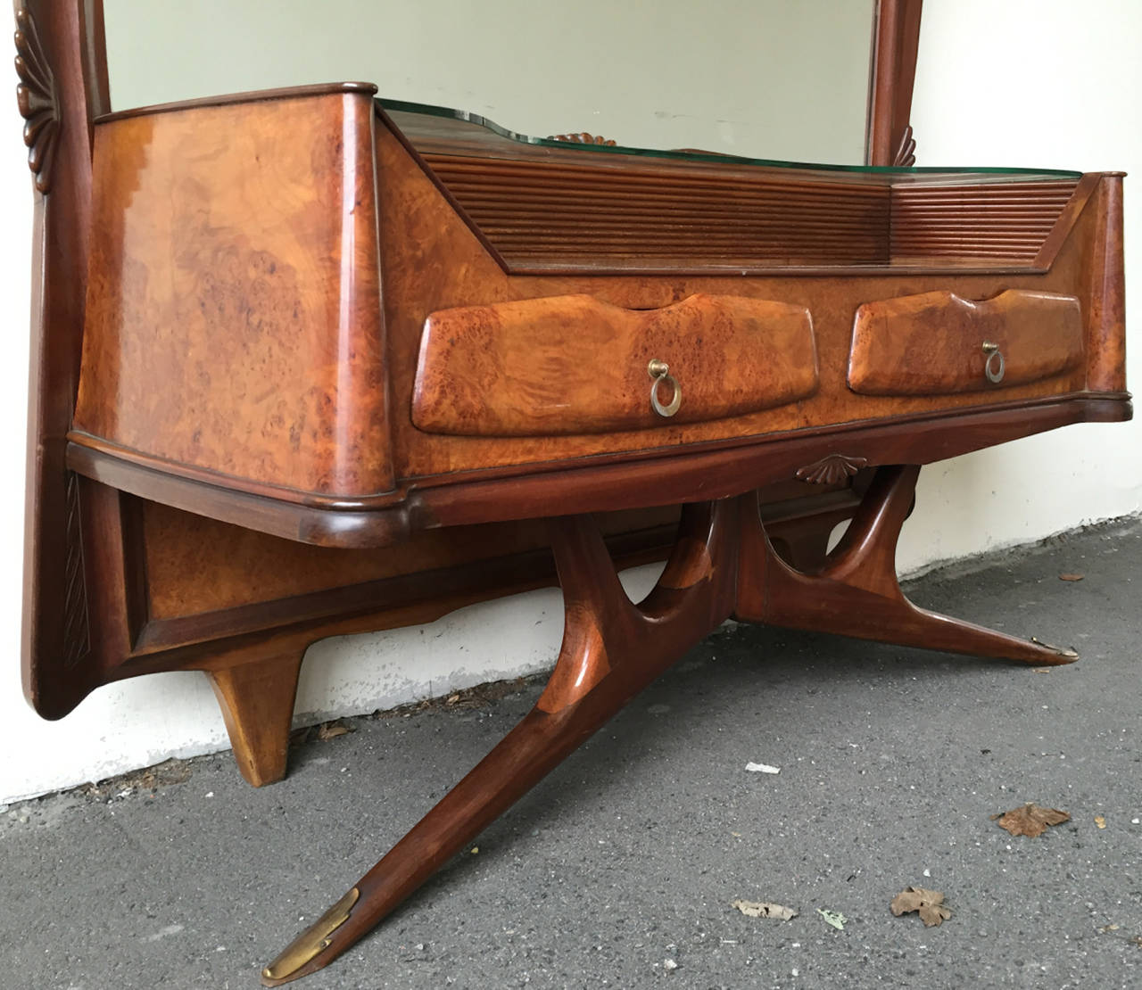 Mirror with Console and Drawers Style of Osvaldo Borsani 3