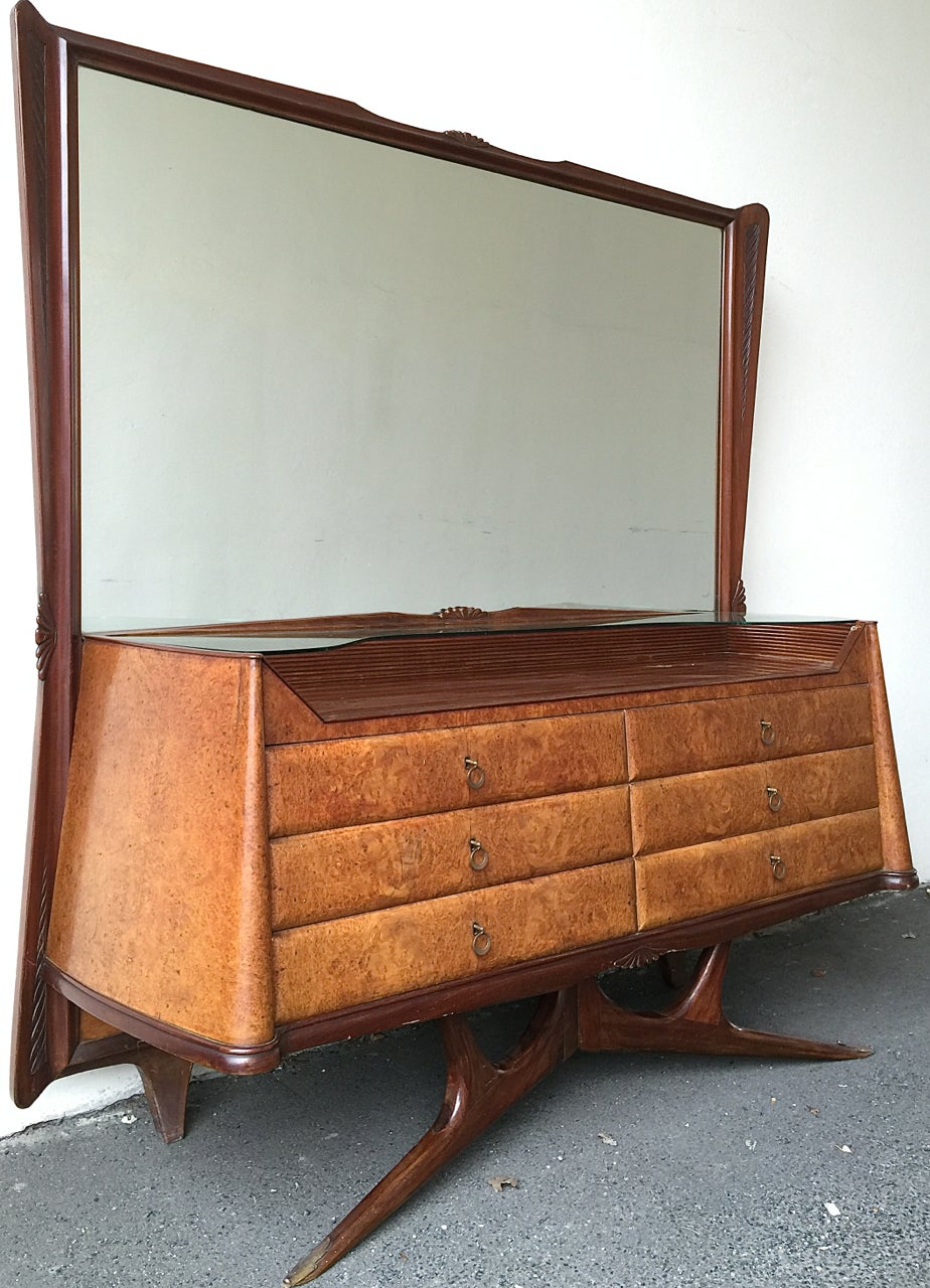 Mid-Century Modern Wonderful Burl Wood Dressing Sideboard