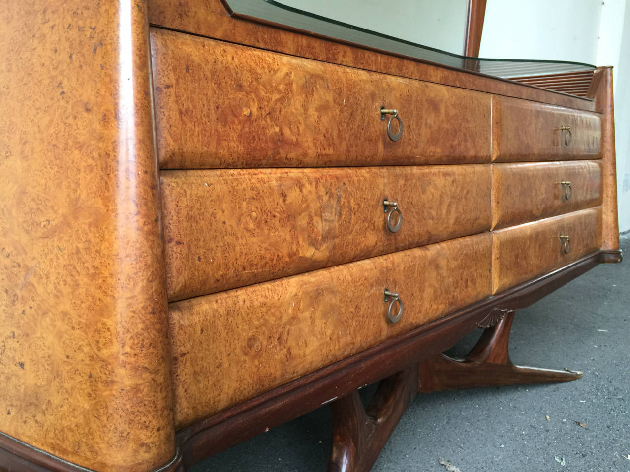 Wonderful Burl Wood Dressing Sideboard In Good Condition In Munich, DE