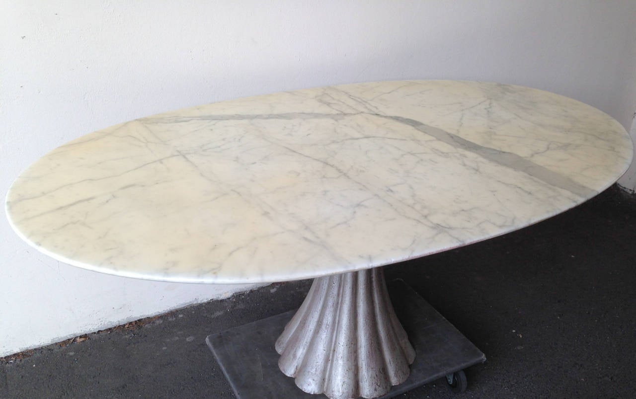 Oval Marble Dining Table in the Manner of Angelo Mangiarotti 1