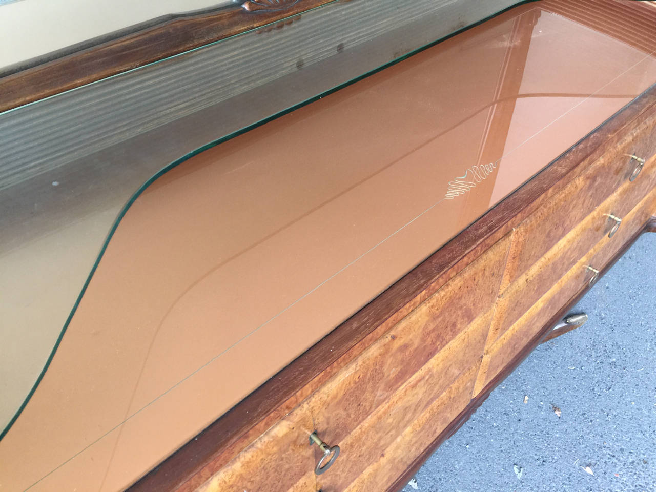 Italian Wonderful Burl Wood Dressing Sideboard