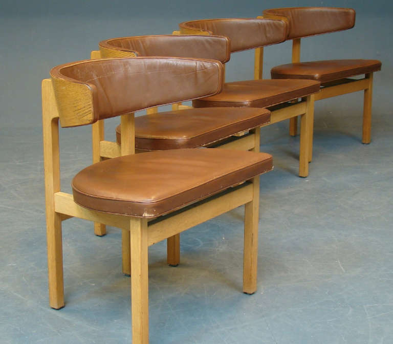 Danish Nice Set of Four No. 3245 Dining Chairs by Borge Mogensen