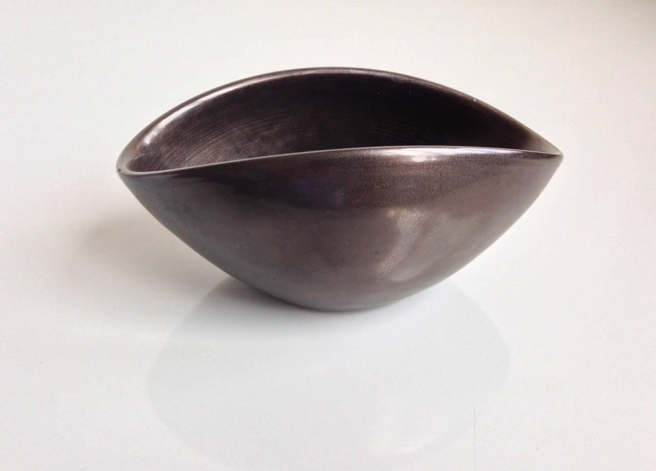 Mid-Century Modern Suzanne Ramié Madoura Black Ceramic Bowl