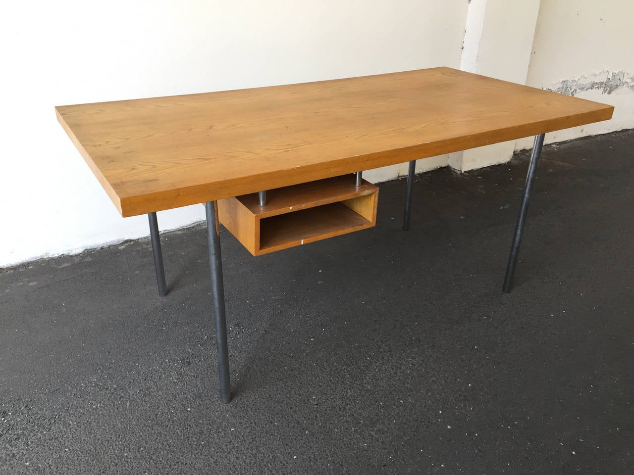 Mid-Century Modern Architects Desk with Hidden Lockable Drawer, Style of Poul Kjaerholm For Sale