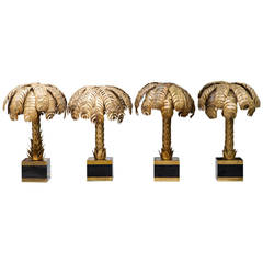 Set of Four Palm Tree Table Lamps by Maison Jansen