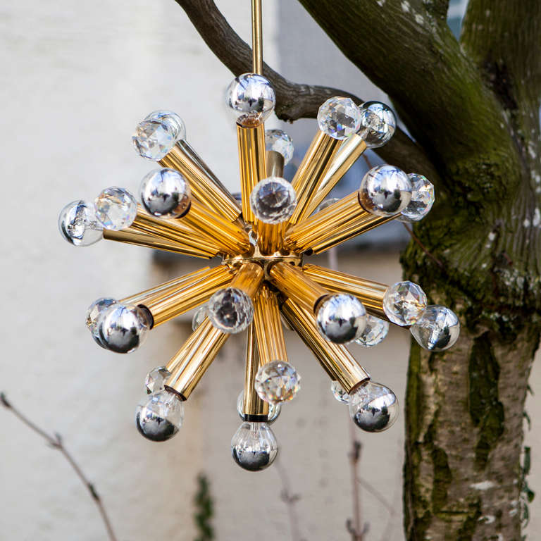 Golden Sputnik Chandelier with Swarovski Crystals