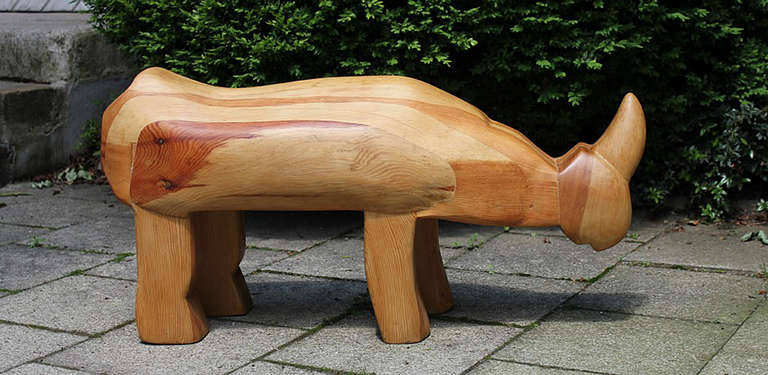 This rhino was manufactured by pupils of the Walldorf School in the 1970ies in Switzerland. The anthroposophic criterias of Rudolf Steiner have been applied.