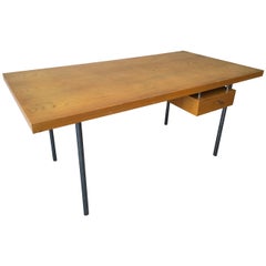 Vintage Architects Desk with Hidden Lockable Drawer, Style of Poul Kjaerholm