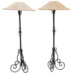 French Iron Floor Lamps With Kontiki Shade